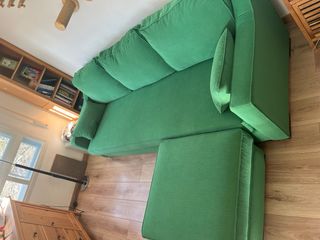 Sofá chaise longue verde tela