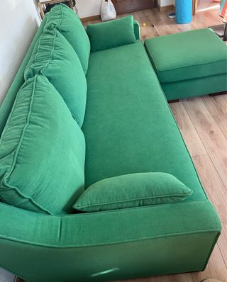 Sofá chaise longue verde tela
