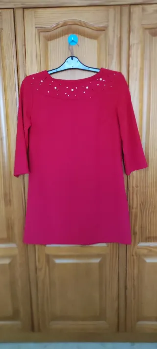 Vestido rojo mujer con pedrería