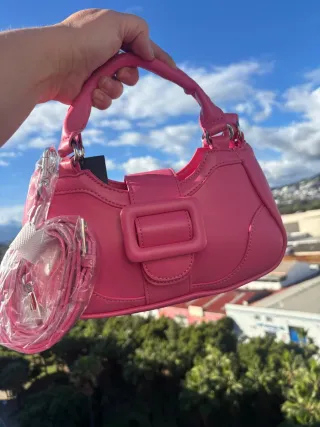 Bolso Misako rosa nuevo de hombro y mano.