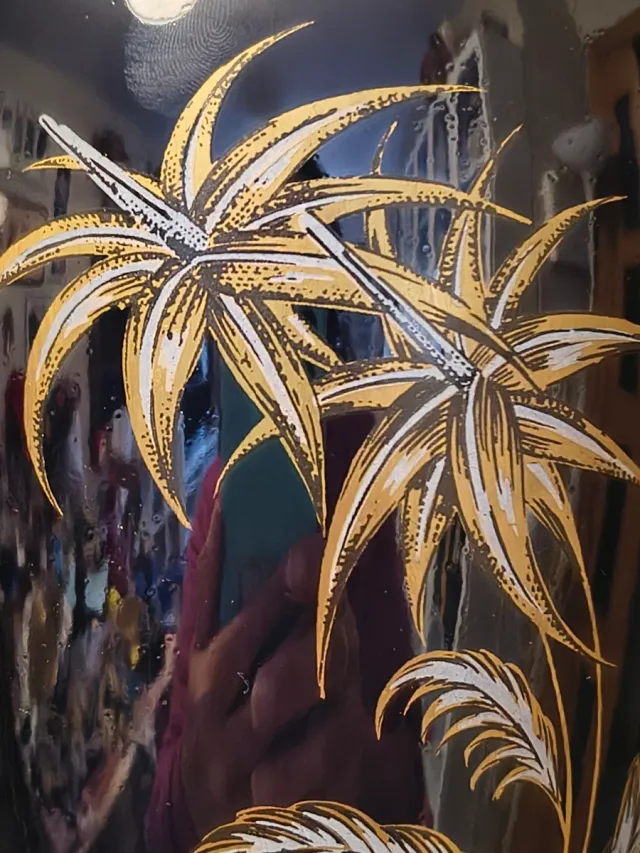 JARRON OPALINA AZUL COBALTO,PLATA.27 cm.FLORERO