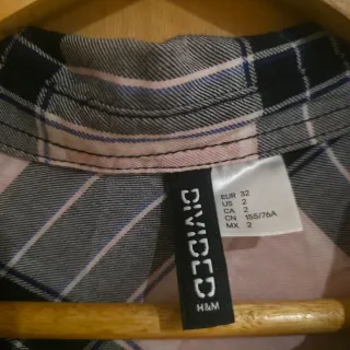 Camisa H&M cuadros rosa y negro