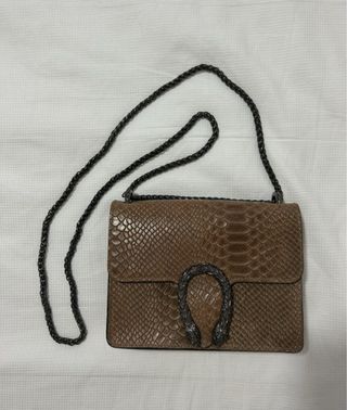 Bolso imitación piel marrón