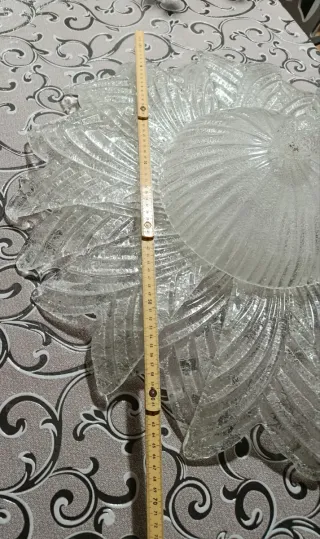 Lampadario 16 foglie vetro Murano trasparente