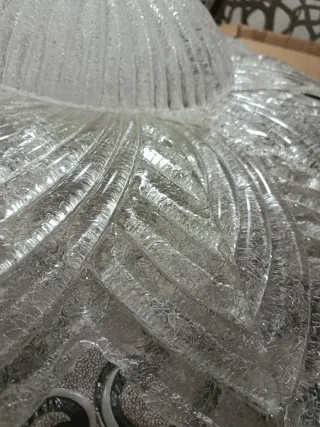 Lampadario 16 foglie vetro Murano trasparente