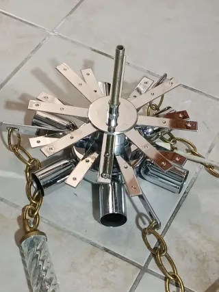 Lampadario 16 foglie vetro Murano trasparente