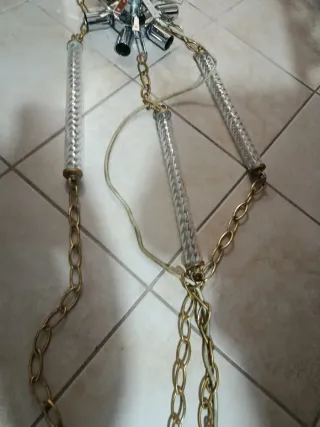 Lampadario 16 foglie vetro Murano trasparente