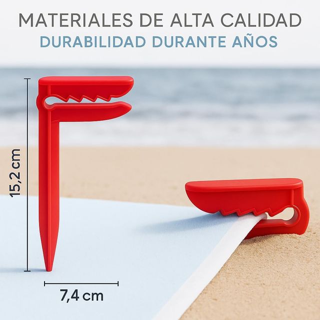 12 picchetti per asciugamano da spiaggia - Blu, Arancione, Rosso