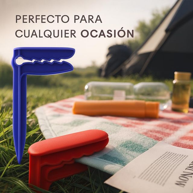 12 picchetti per asciugamano da spiaggia - Blu, Arancione, Rosso