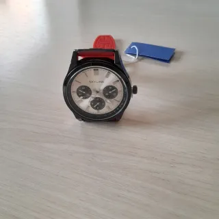 Reloj SKYLINE Hombre Correa Caucho Negro/Rojo