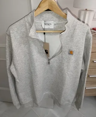 Sudadera Carhartt Gris Media Cremallera