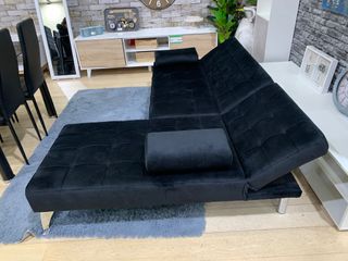 Sofá Cama Chaise Longue Reversible Negro