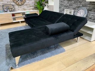 Sofá Cama Chaise Longue Reversible Negro