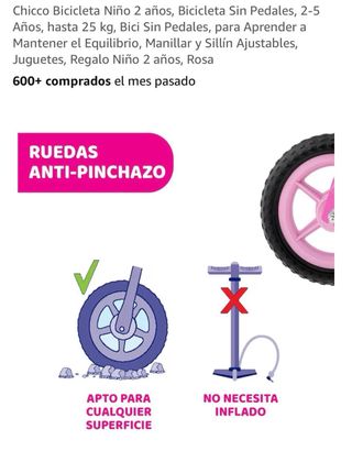 Bicicleta Chicco sin pedales rosa