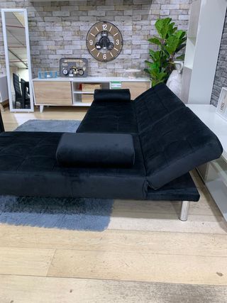 Sofá Chaise Longue Reversible Negro