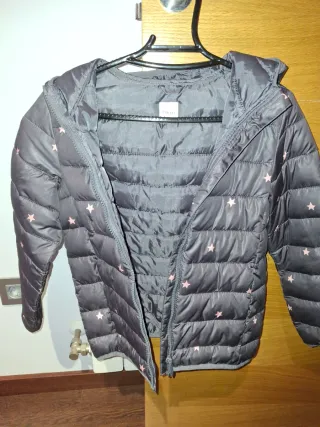 Plumas niña estrellas gris y rosa talla 9 10 años