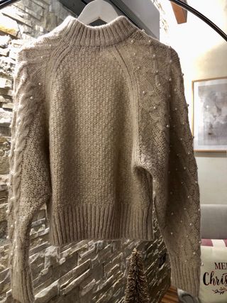 Jersey H&M Perlitas Beige Mujer Talla M