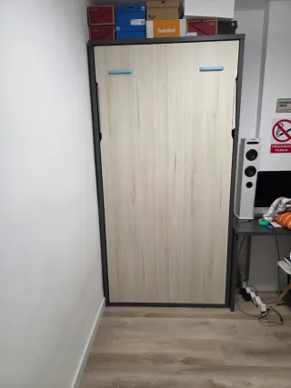 Cama Abatible Beige y Negra de 90cm