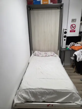 Cama Abatible Beige y Negra de 90cm