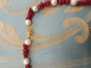 Completo corallo bambù collana orecchini