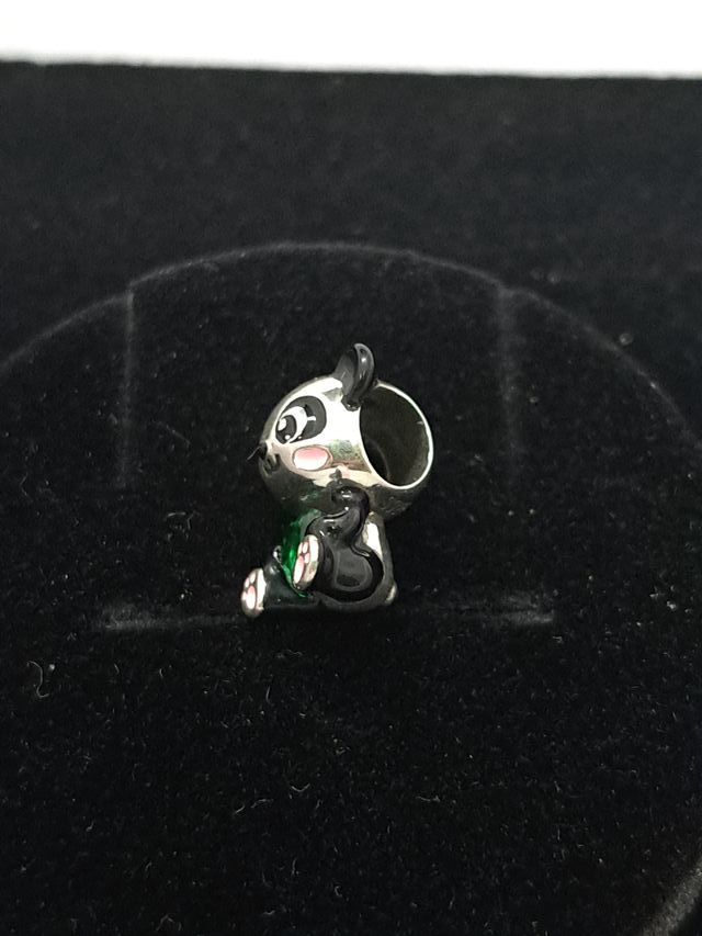 Charm Panda Corazón Verde Plata 925