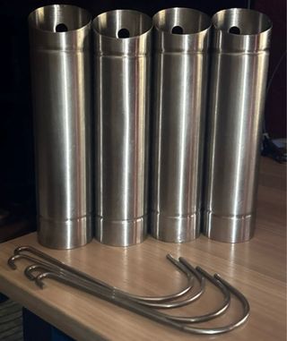 4 Tubos Radiador Metal Plateado