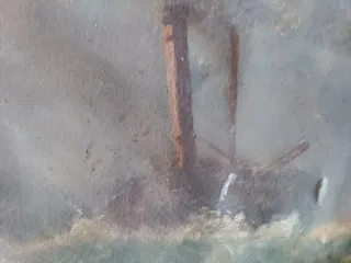 Antiguo gran óleo lienzo marino firmado 1965