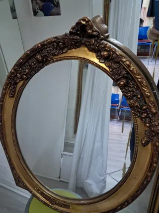Espejo Oval Grande Dorado,medidas 75 x 60