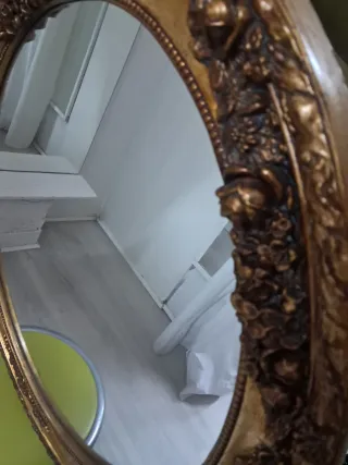 Espejo Oval Grande Dorado,medidas 75 x 60