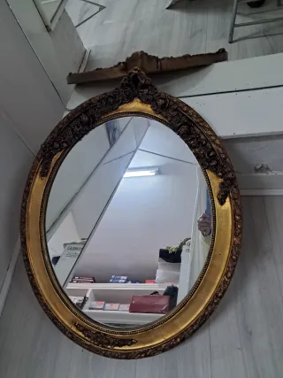 Espejo Oval Grande Dorado,medidas 75 x 60