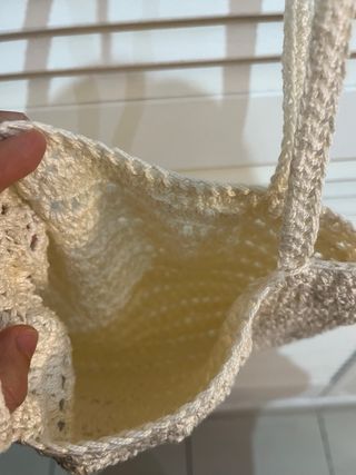 Bolso hombro crochet blanco crema hecho a mano