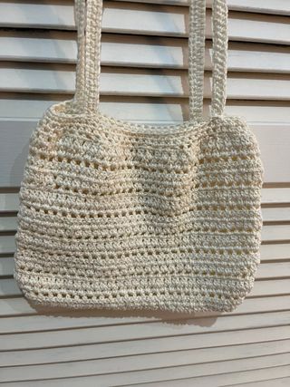 Bolso hombro crochet blanco crema hecho a mano