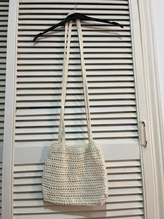 Bolso hombro crochet blanco crema hecho a mano