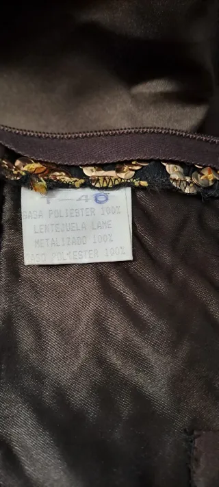 Vestido fiesta lentejuelas negro y dorado