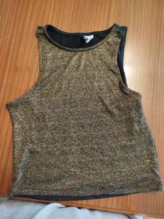 Top H&M Dorado y Negro Brillante fiesta talla S