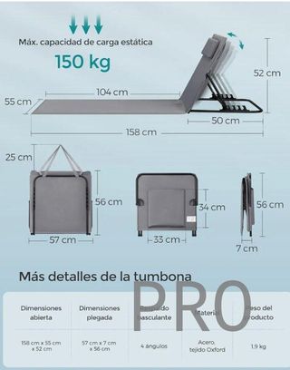 Tumbona con respaldo SONGMICS GCB251G11