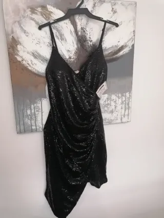 Vestido fiesta lentejuelas negro