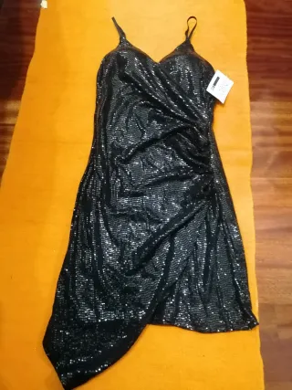 Vestido fiesta lentejuelas negro