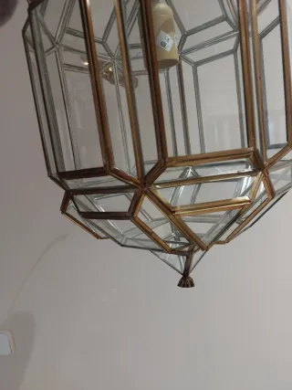 Lámpara  colgante cristal y latón