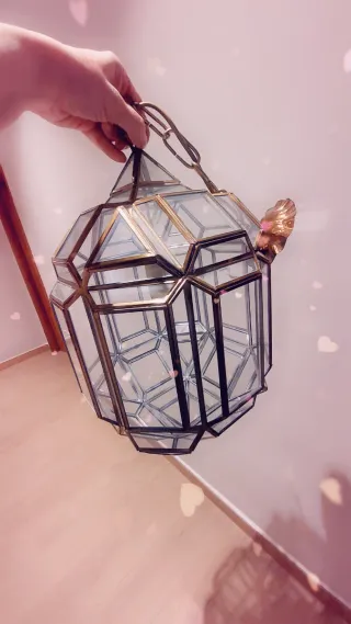 Lámpara  colgante cristal y latón