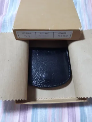 Portamonete tallone vera pelle nero