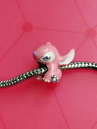 Charm Ángel Stitch Rosa Plata