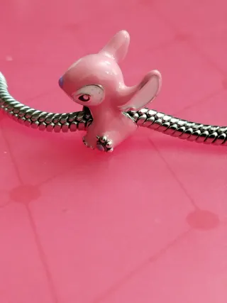 Charm Ángel Stitch Rosa Plata