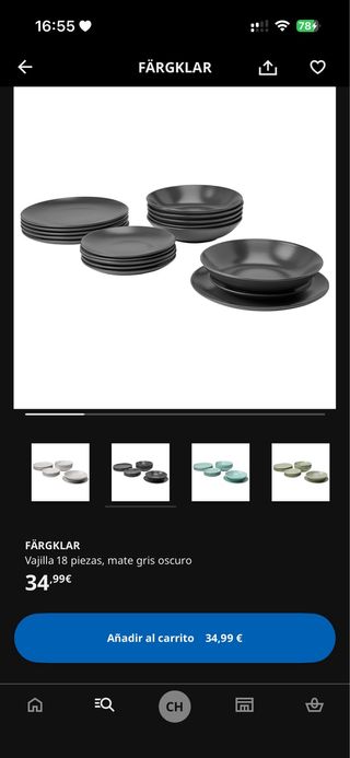 Vajilla IKEA Gris Oscuro