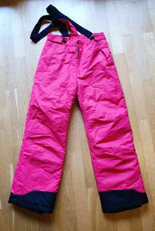 Pantalón de esquí niña rosa con tirantes