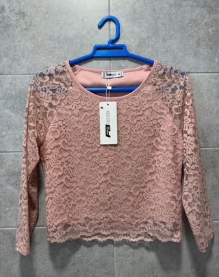 Camiseta encaje FB Sister rosa T M