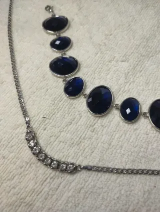 Conjunto Gargantilla y Pulsera Azul y Plata