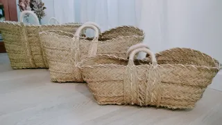 Leñero Estilo Boho Esparto Natural