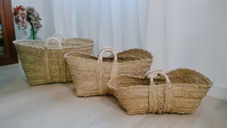 Leñero Estilo Boho Esparto Natural