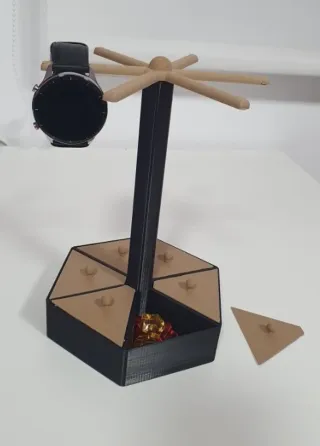 Joyero hexagonal con soporte para reloj